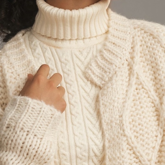 Anthropologie FRNCH Chunky Stitch Cardigan Sweater Medium - Picture 2 of 12